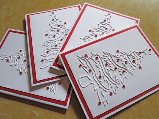 Tree Christmas Cards, Embossed Christmas Card Set, Holiday Cards, Boxed Christmas Card Sets, Holiday Card Set, Merry Christmas Card Sets